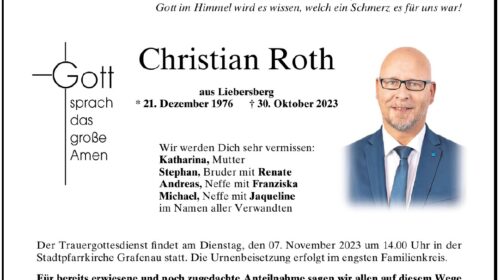 Traueranzeige Christian Roth